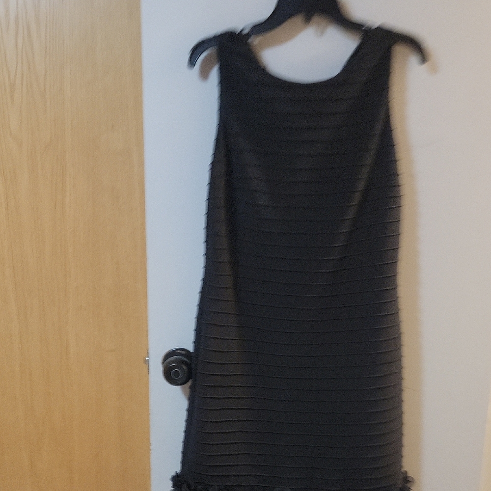 Adrianna Papell Black Textured Mini Dress